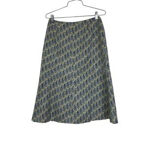 Talbots Silk Blend Skirt A-Line Green Blue 4